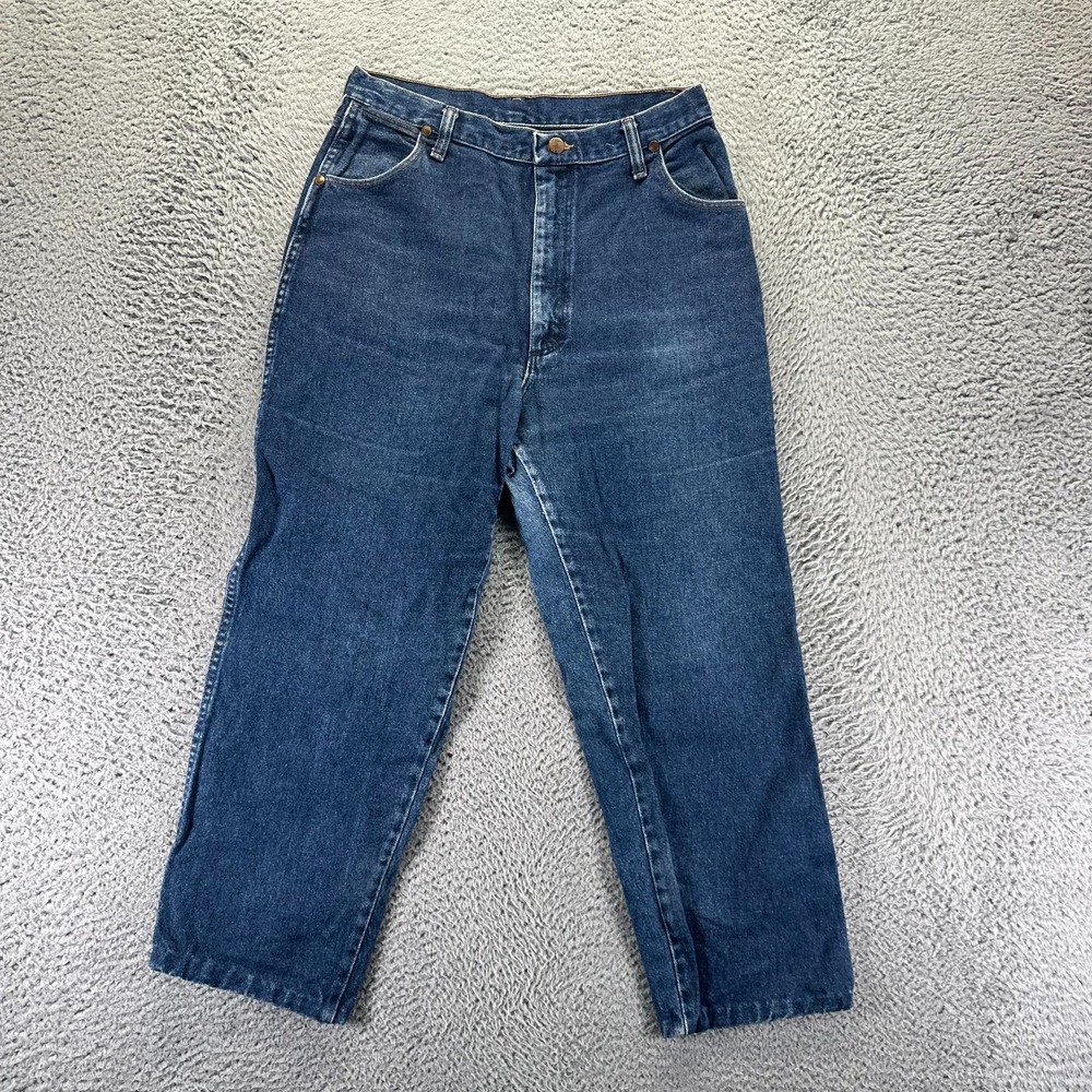 Vintage Wrangler Jeans Womens 14 Blue Cotton Denim Bootcut Workwear Made USA